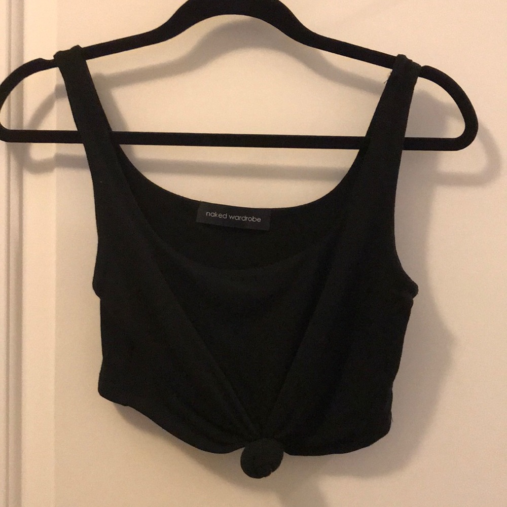 black naked wardrobe front knot crop top